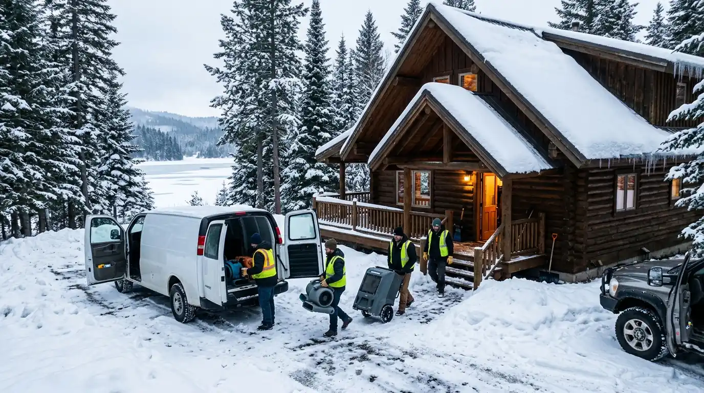 A Spirit Lake cabin on a frozen pipe call
