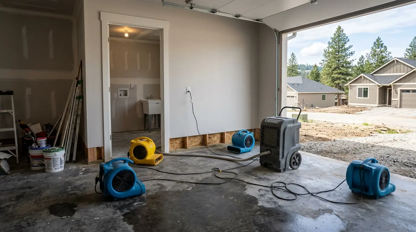 A newer Post Falls home during drying