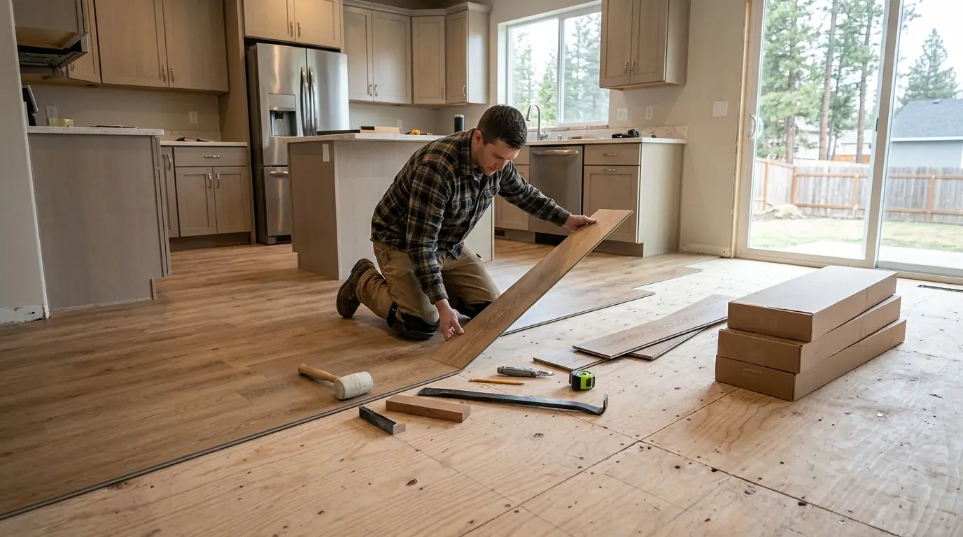 Installing vinyl plank over a dried subfloor