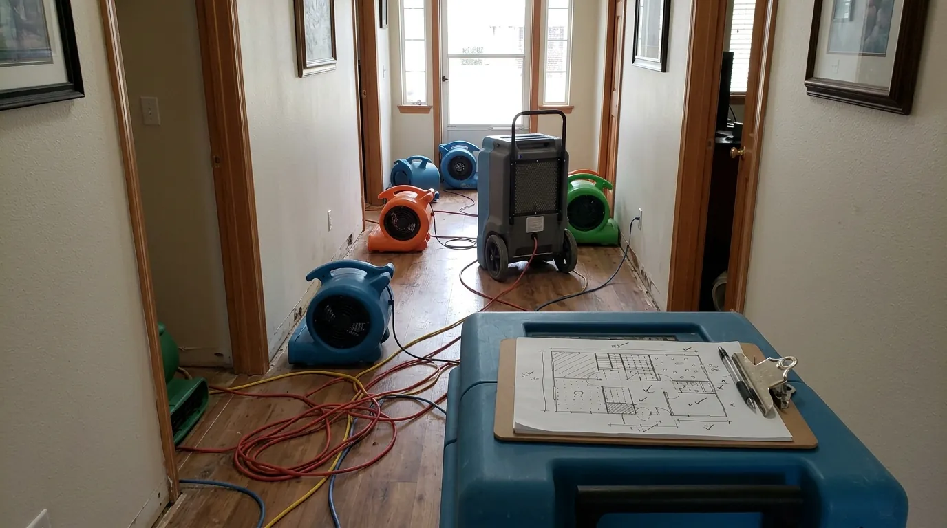 Drying equipment placed from a moisture map