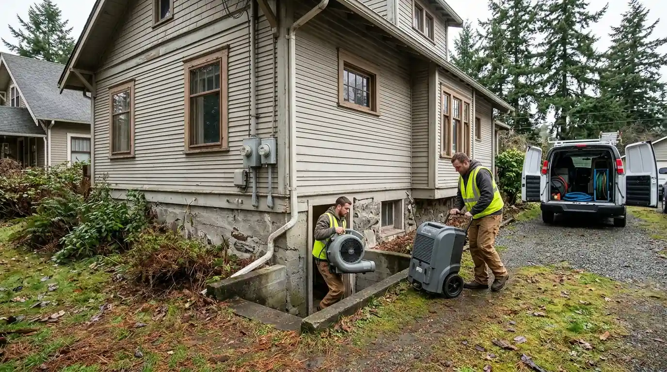 Drying equipment going into an older Millwood basement