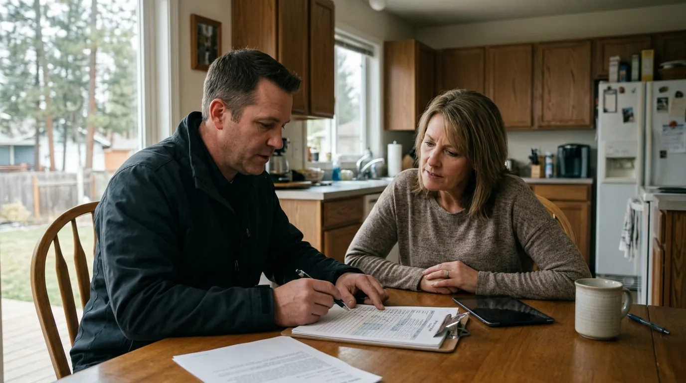Reviewing a drying log and repair scope with a homeowner