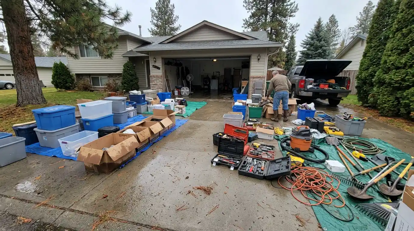 Sorting garage contents after a flood