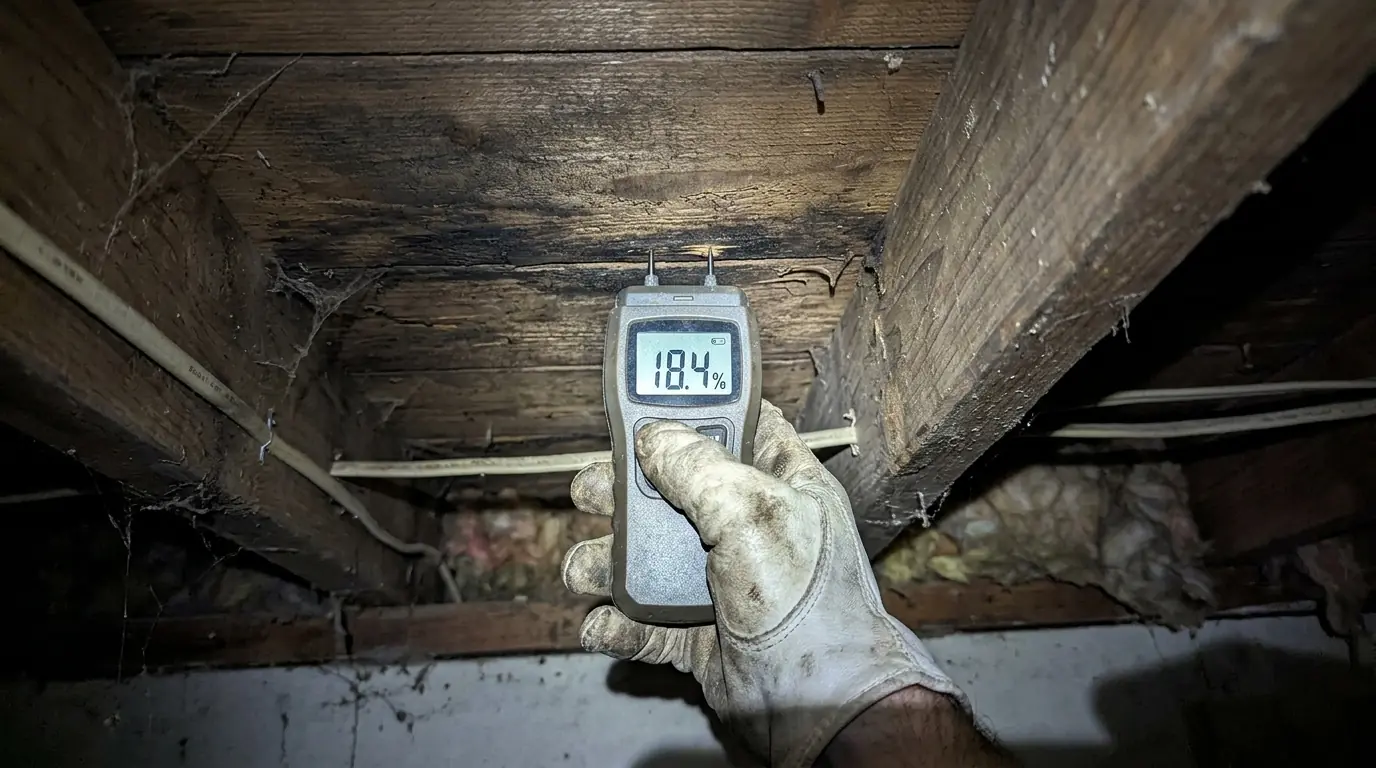 Reading a subfloor from below for trapped moisture