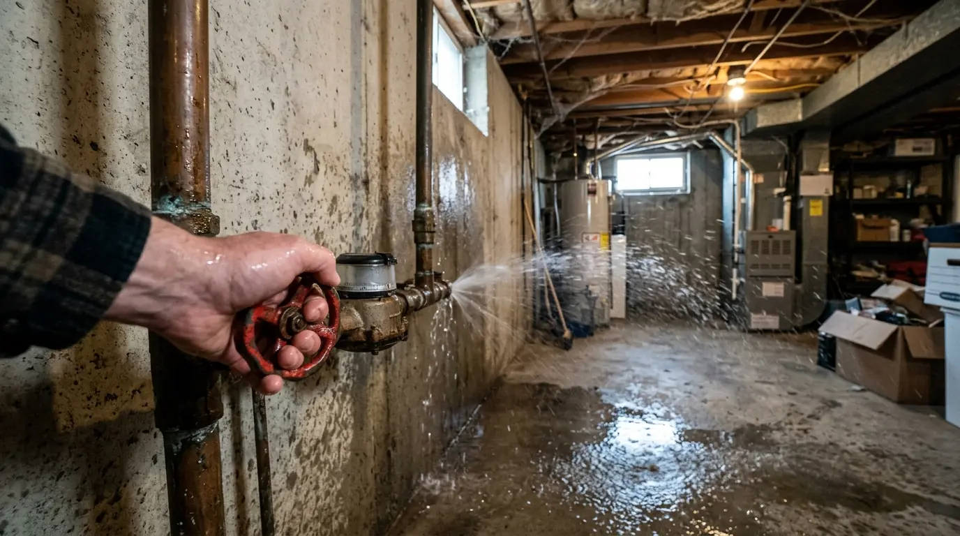 Closing the main water shutoff during a leak