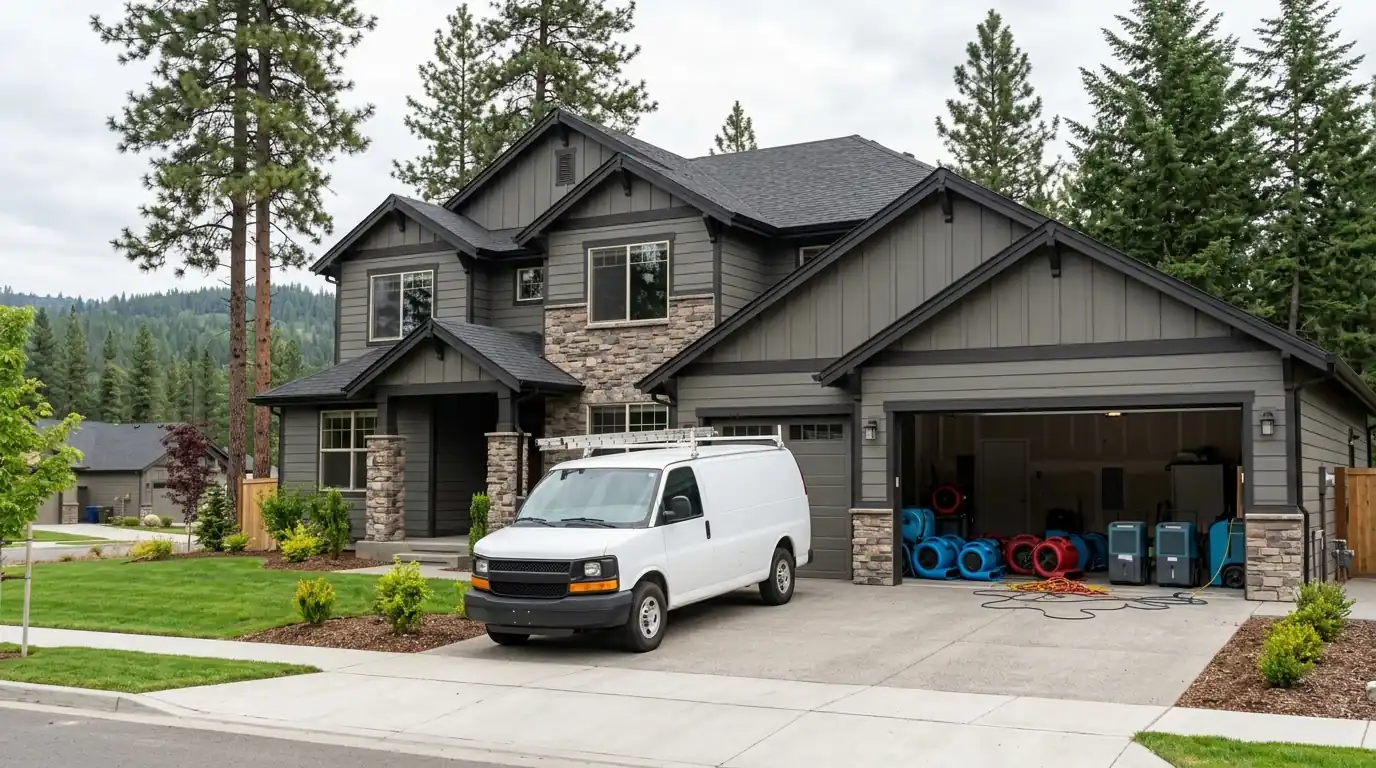 A newer Liberty Lake home during a water damage call