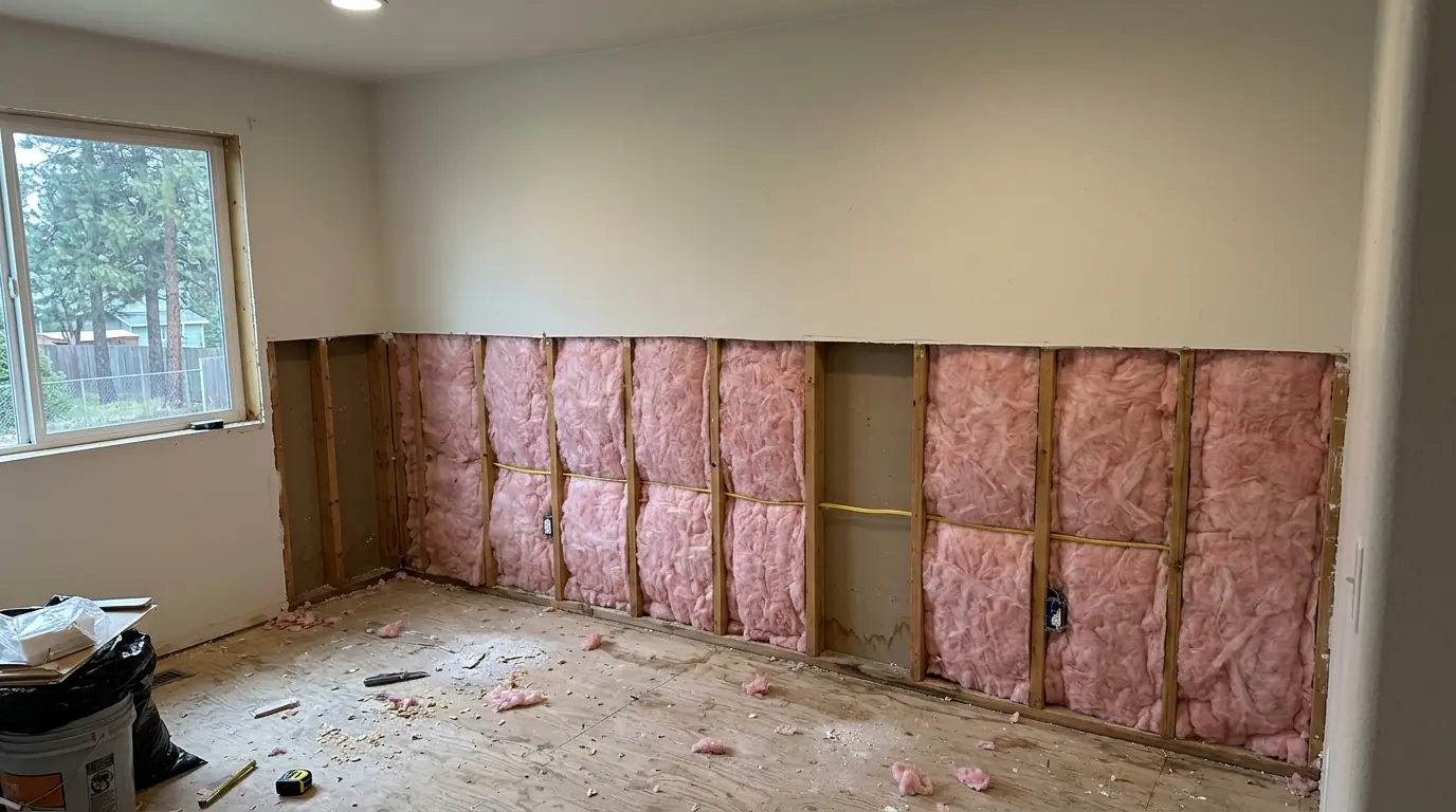 New batt insulation in an open wall cavity