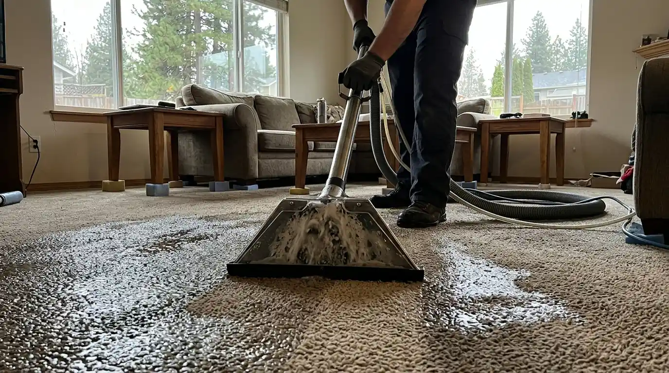 Extracting water from soaked carpet