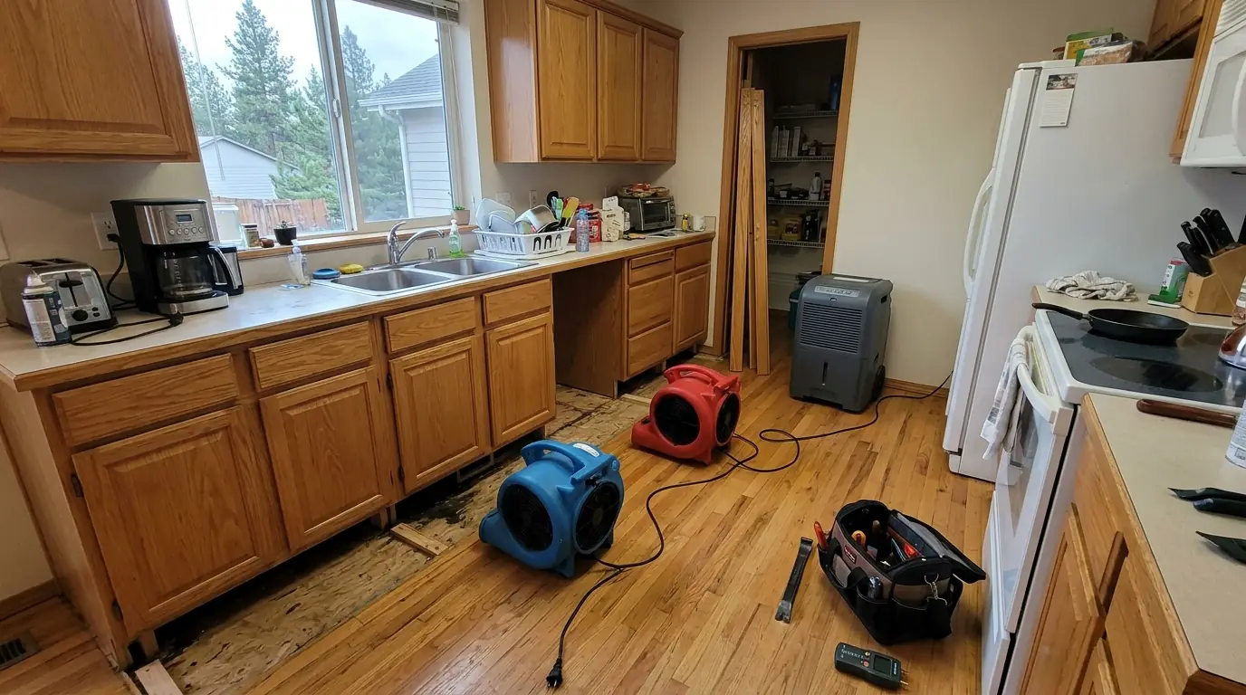 Drying under kitchen cabinets with the toe kick removed