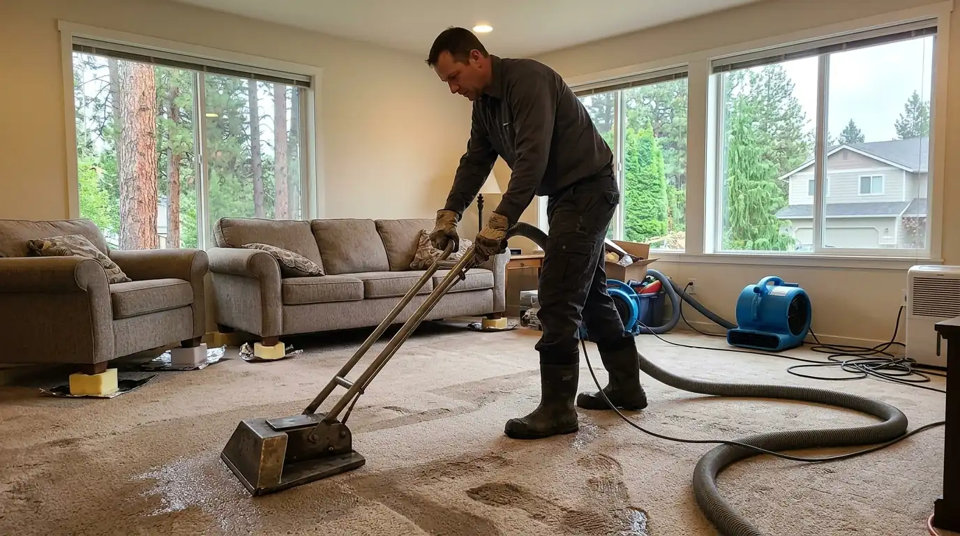 Weighted extraction tool on soaked carpet