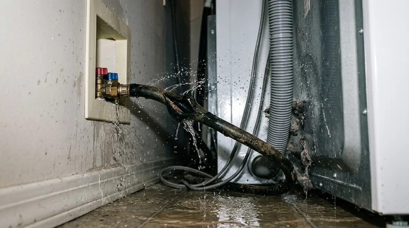 Burst washing machine fill hose